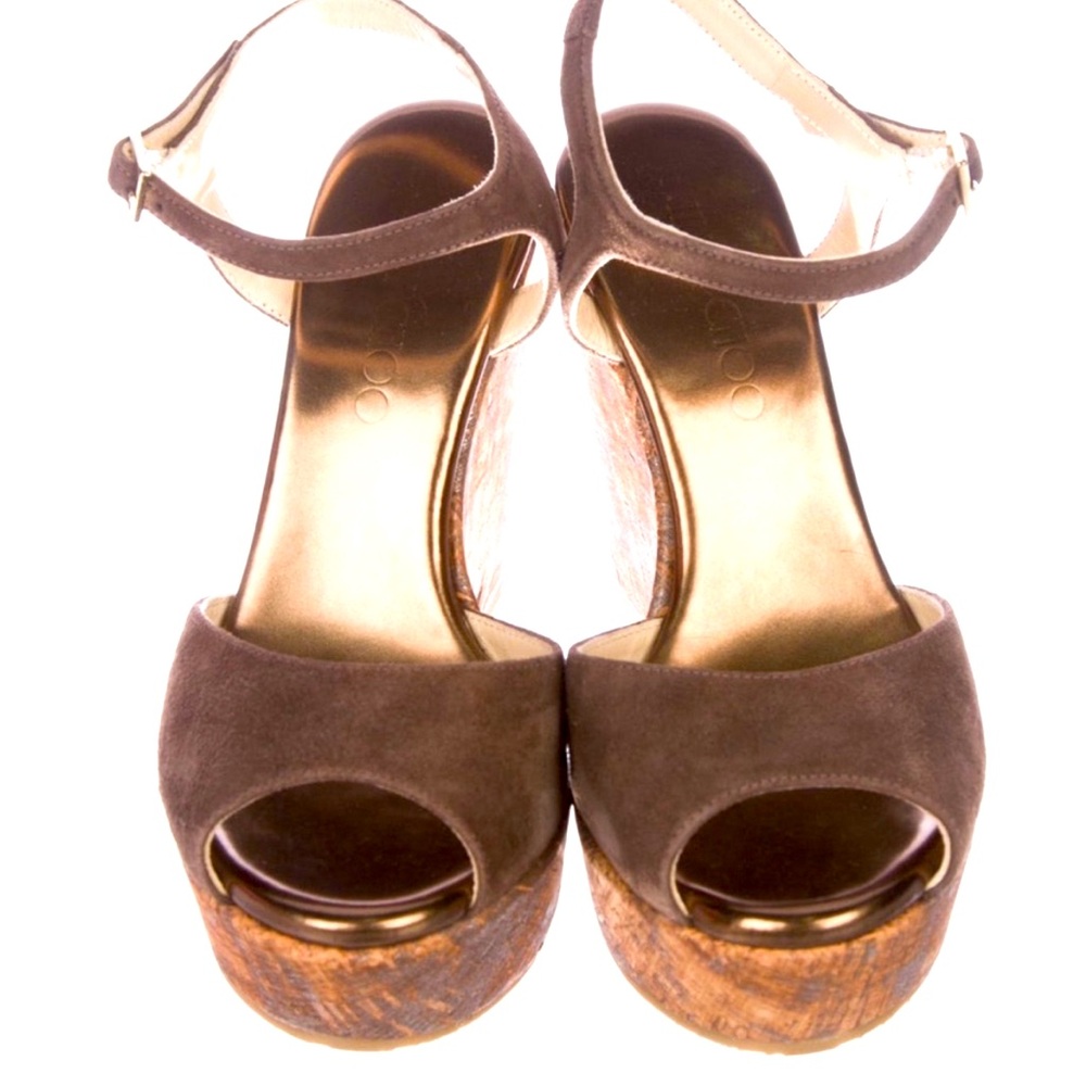 Jimmy Choo Suede Brown Platform Sandal